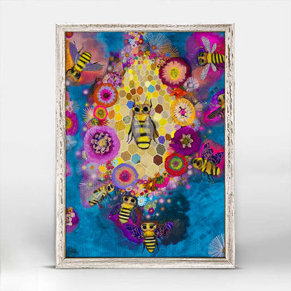 Honeycomb Close Up - Azure Mini Framed Canvas