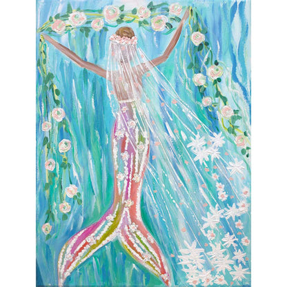 Mermaid Bride Canvas Wall Art - GreenBox Art
