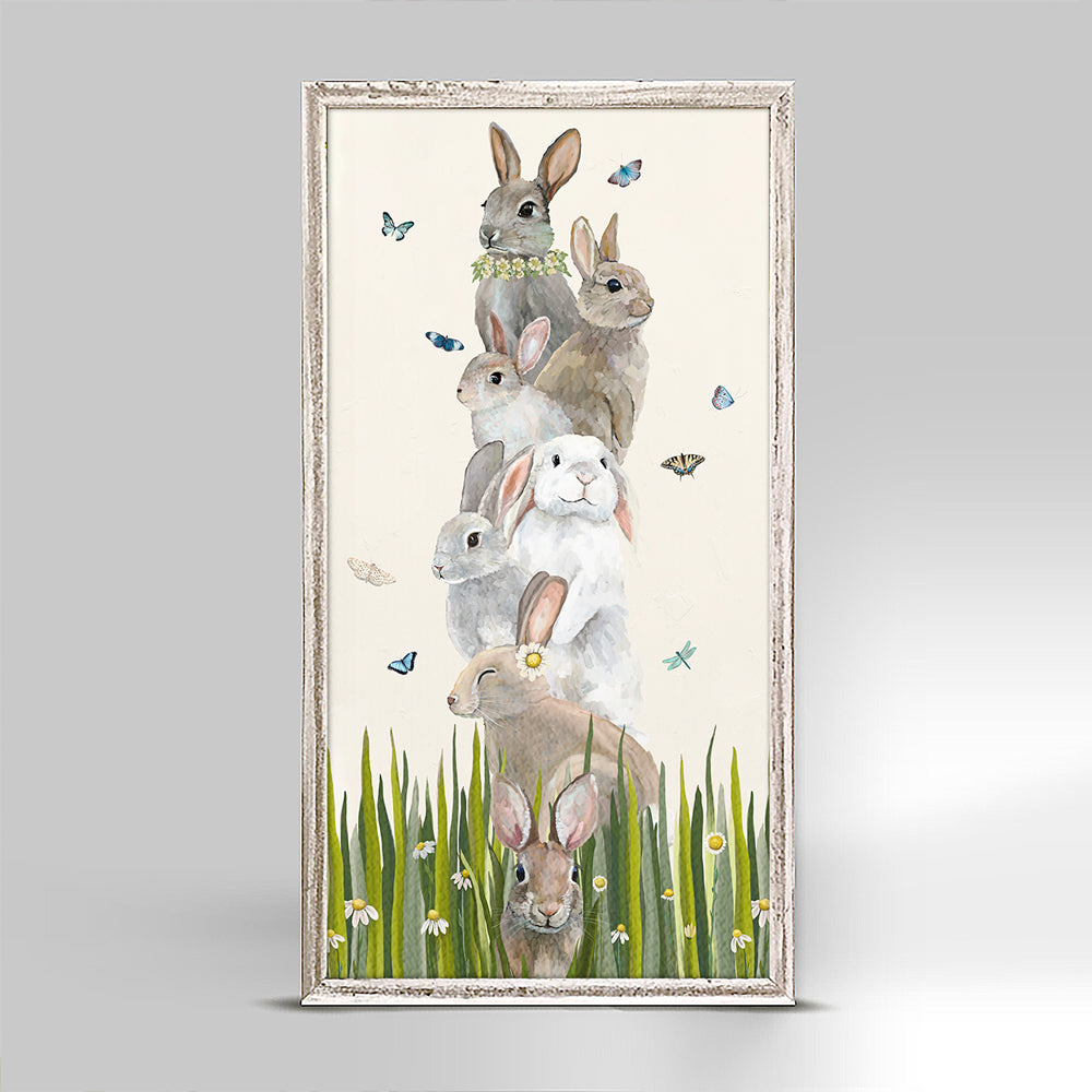 Bunny Bunch Stack Mini Framed Canvas