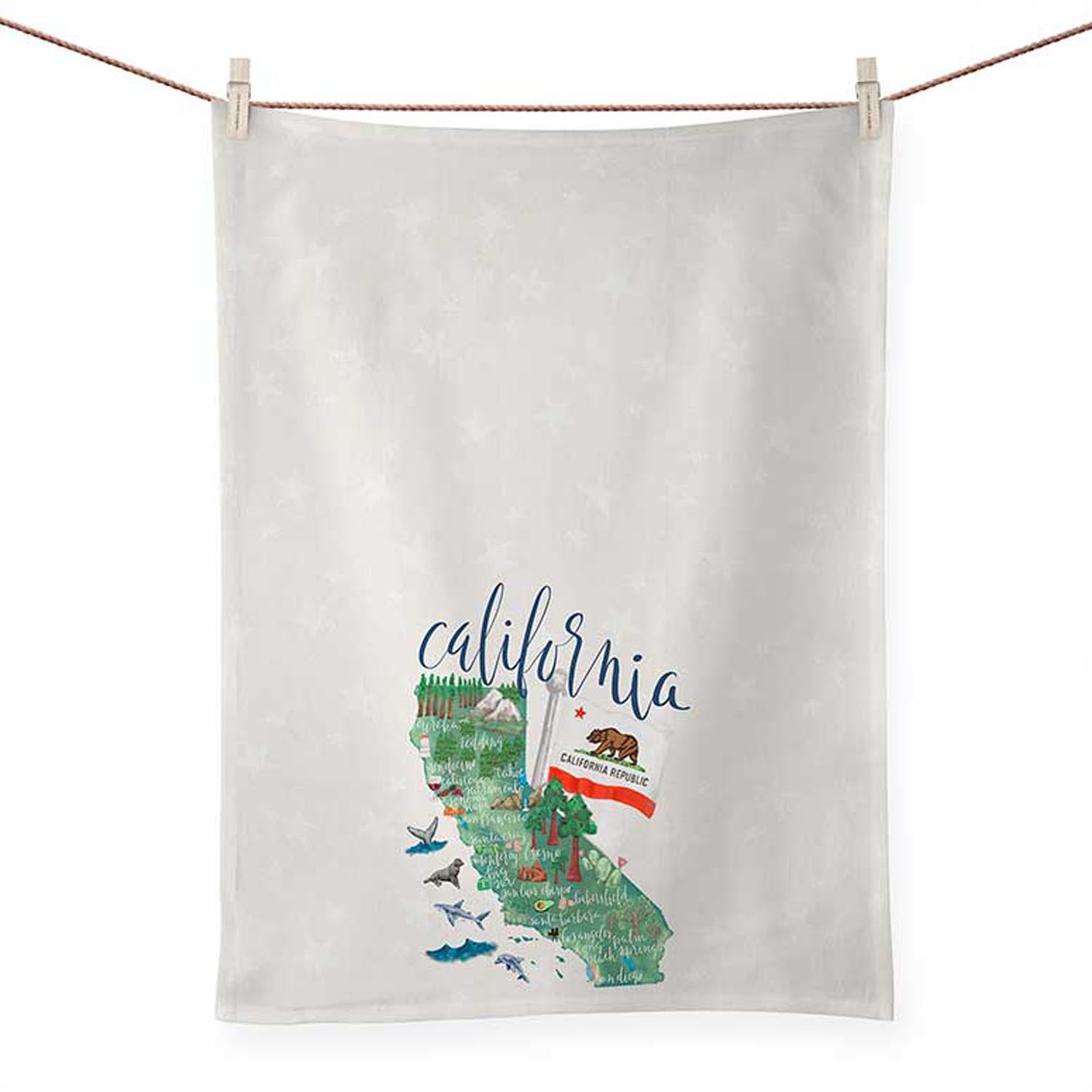 State Map - California Tea Towels - GreenBox Art