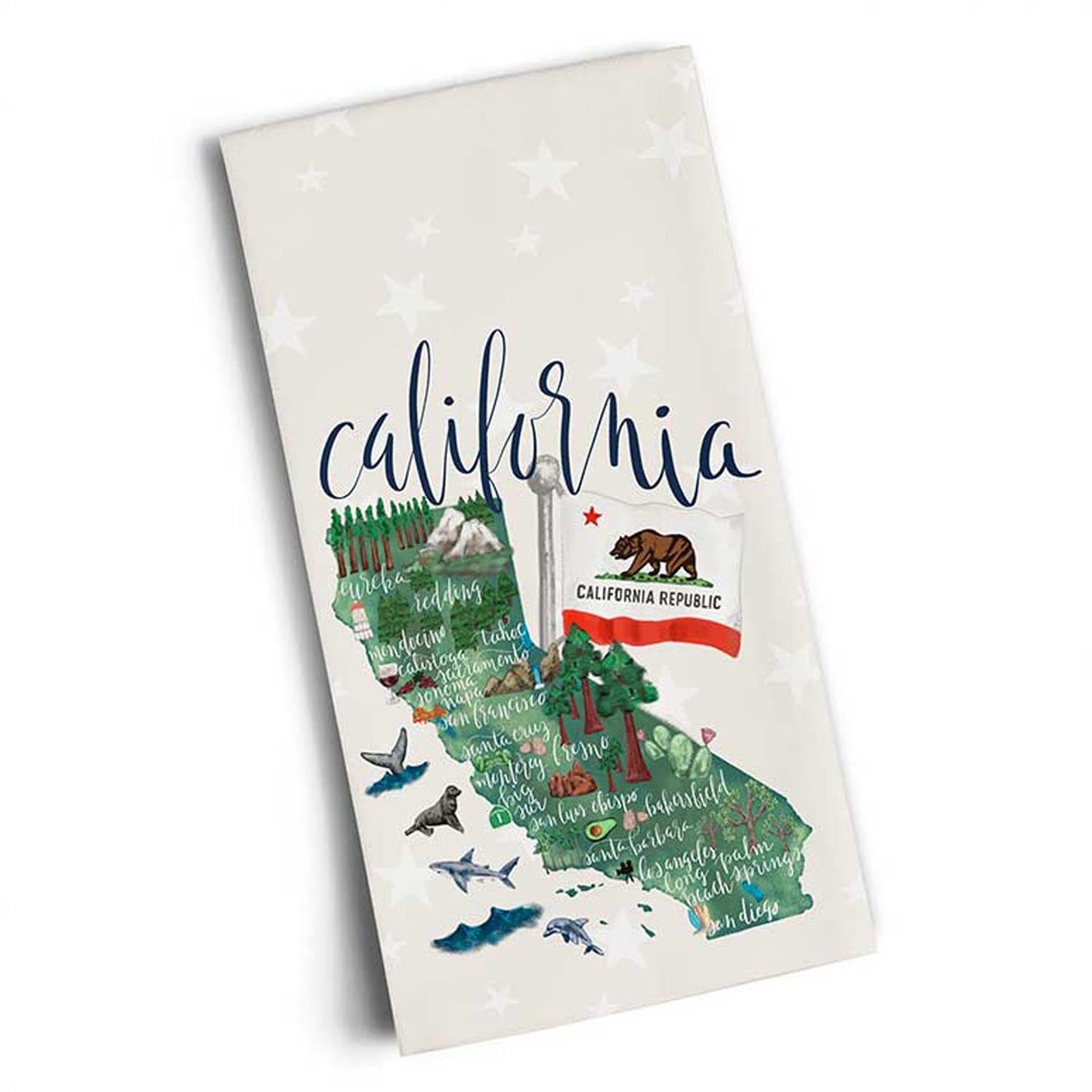 State Map - California Tea Towels - GreenBox Art