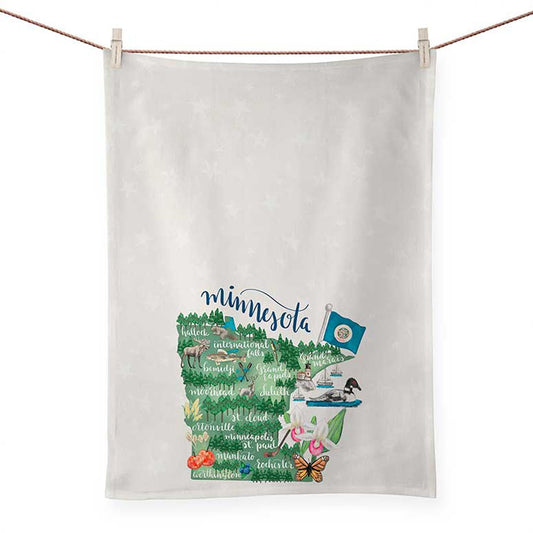 State Map - Minnesota Tea Towels - GreenBox Art