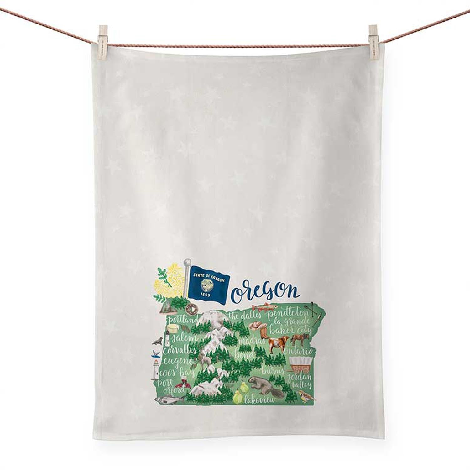 State Map - Oregon Tea Towels - GreenBox Art