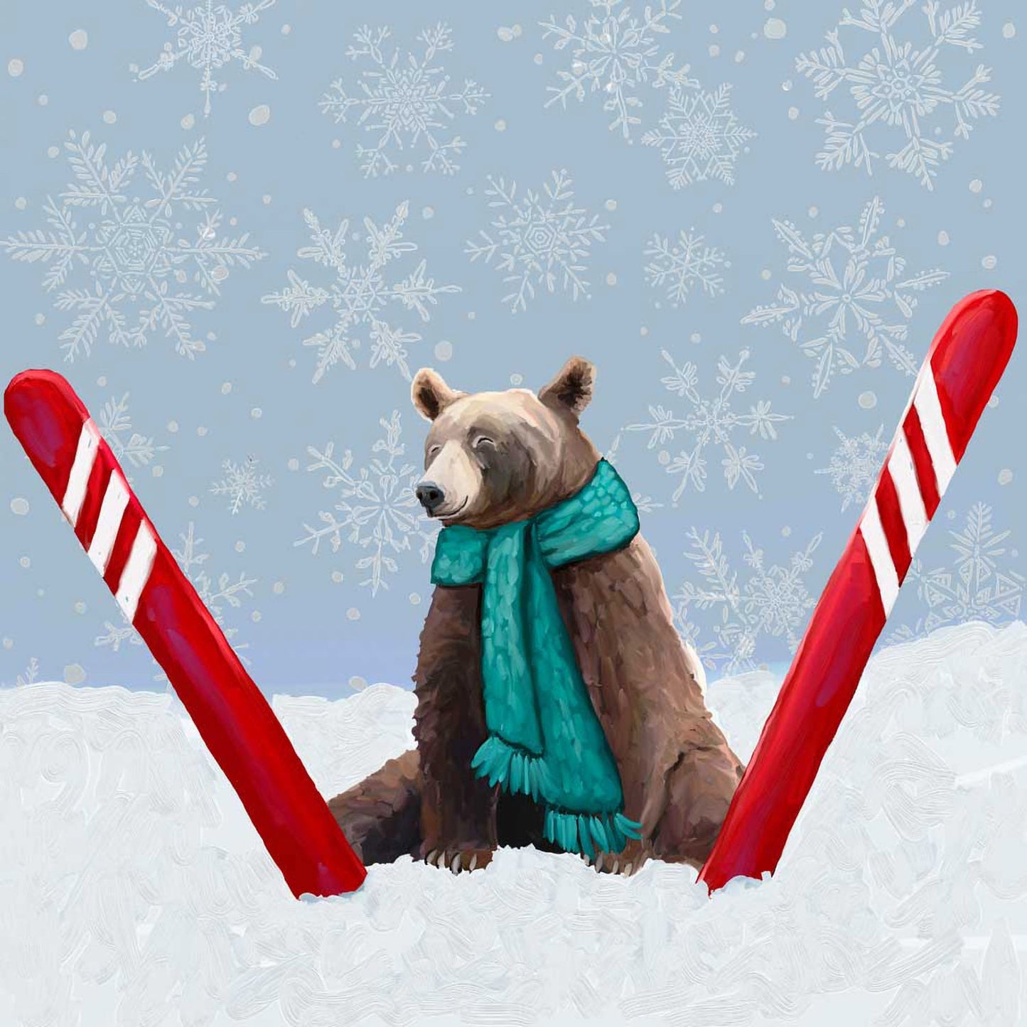 Holiday - Tired Ski Bear Canvas Wall Art