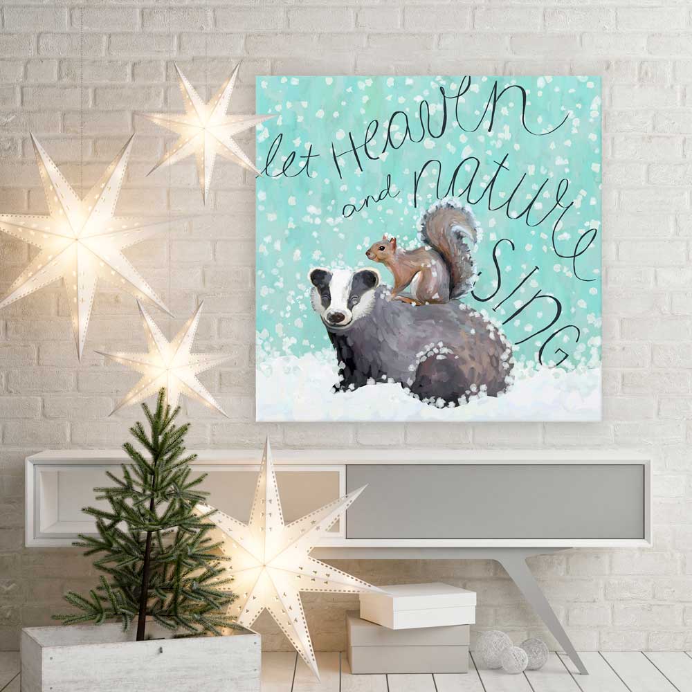 Holiday - Peace On Earth Badger Canvas Wall Art - GreenBox Art