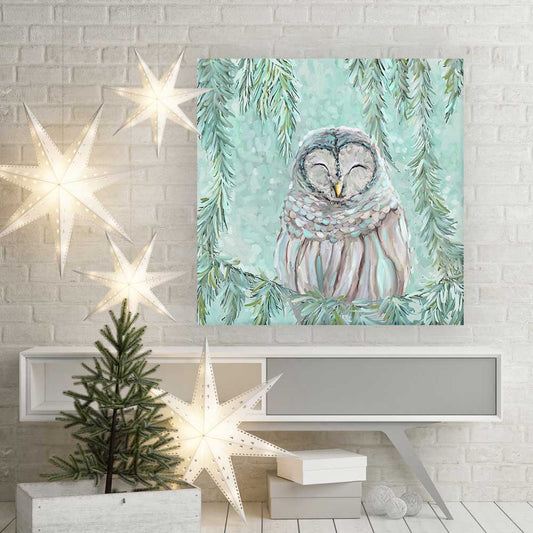 Holiday - Peace On Earth Owl Canvas Wall Art - GreenBox Art