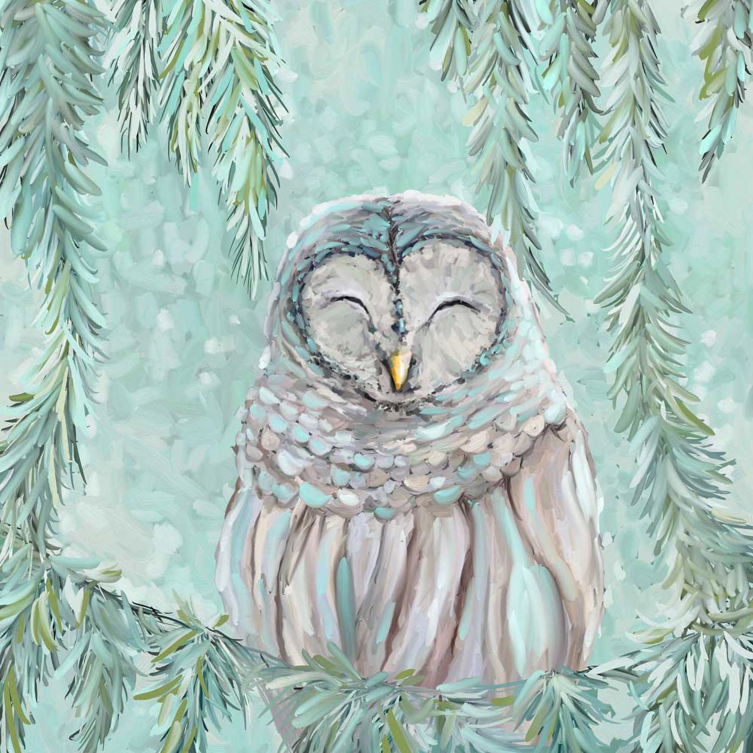 Holiday - Peace On Earth Owl Canvas Wall Art - GreenBox Art