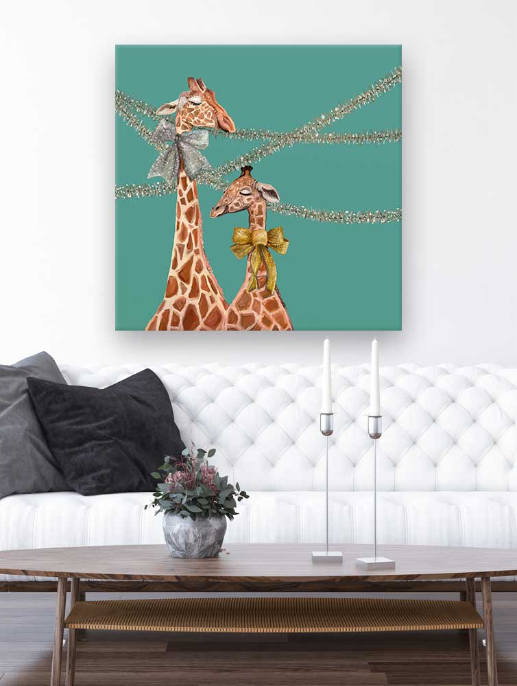 Holiday - New Year Giraffes Canvas Wall Art - GreenBox Art