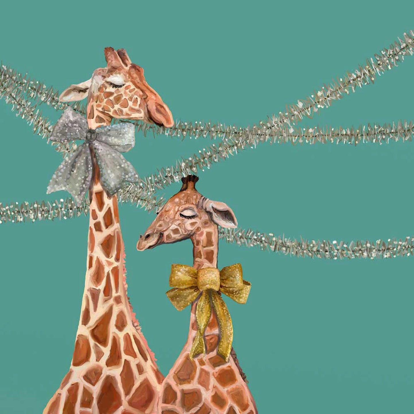 Holiday - New Year Giraffes Canvas Wall Art - GreenBox Art