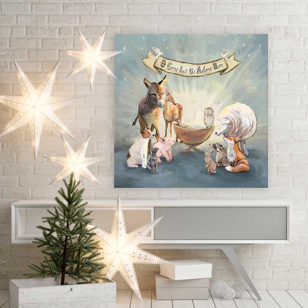 Holiday - O Come Let Us Adore Him Canvas Wall Art