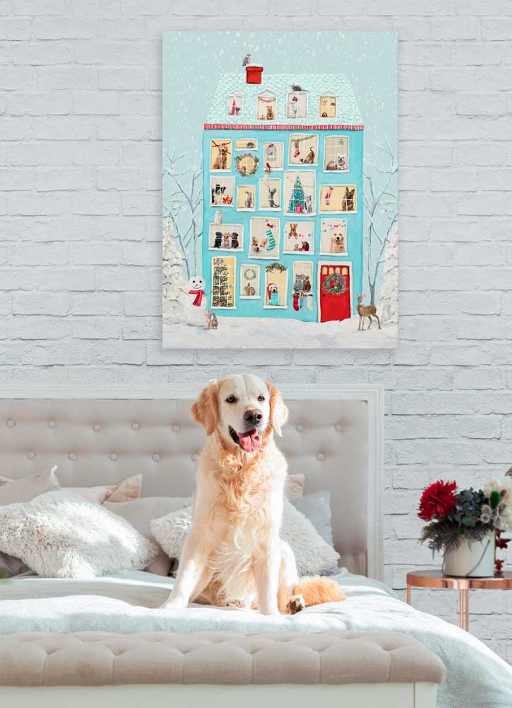 Holiday - Festive Animal House Canvas Wall Art - GreenBox Art