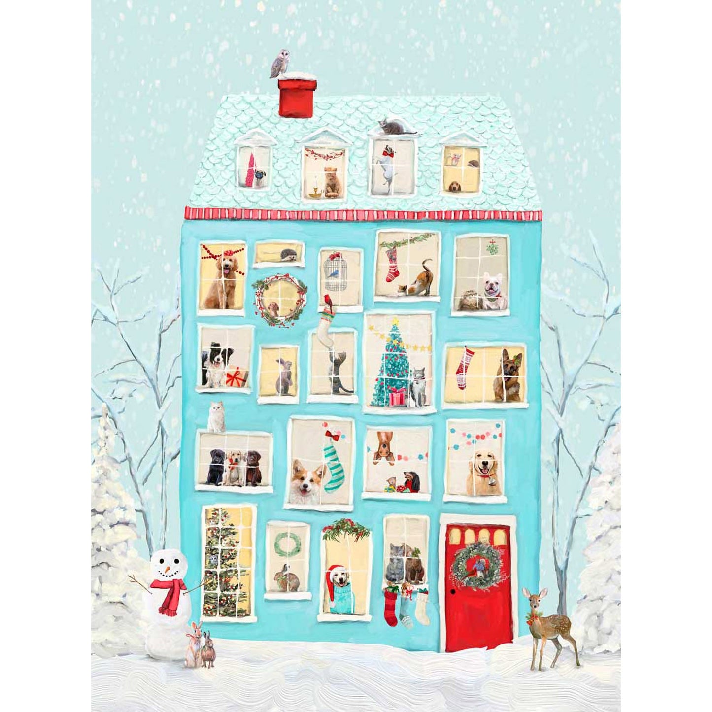 Holiday - Festive Animal House Canvas Wall Art - GreenBox Art