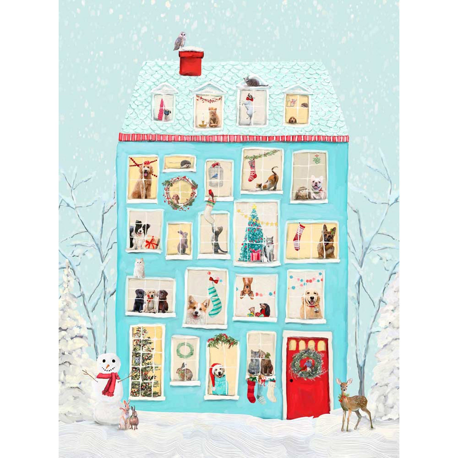 Holiday - Festive Animal House Canvas Wall Art - GreenBox Art