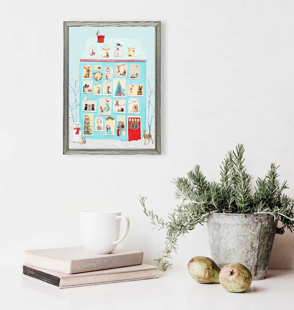 Holiday - Festive Animal House Embellished Mini Framed Canvas