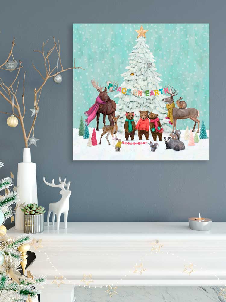 Holiday - Peace On Earth Christmas Tree Canvas Wall Art - GreenBox Art