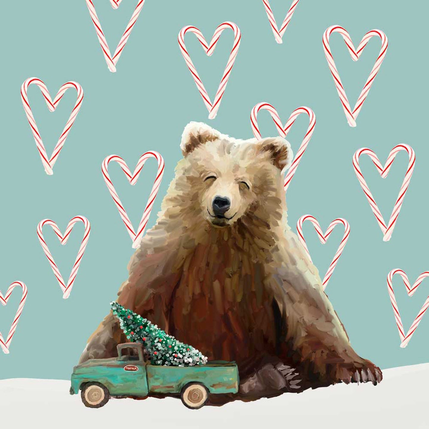 Holiday - Vintage Truck And Bear Canvas Wall Art