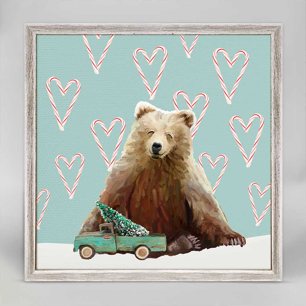 Holiday - Vintage Truck And Bear Mini Framed Canvas