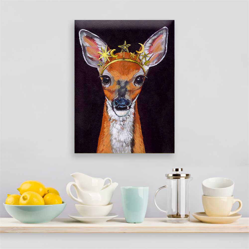 Crowned Doe Canvas Wall Art - GreenBox Art