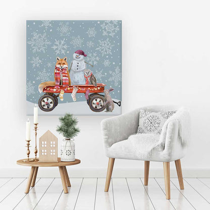 Holiday - Red Wagon Ride Canvas Wall Art