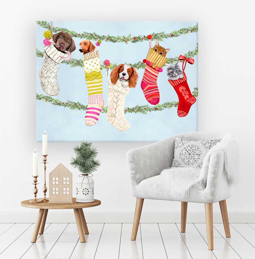 Holiday - Sweet Stockings 1 Canvas Wall Art - GreenBox Art