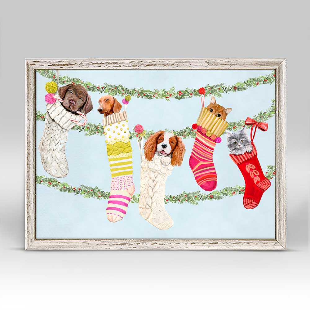 Holiday - Sweet Stockings 1 Mini Framed Canvas - GreenBox Art