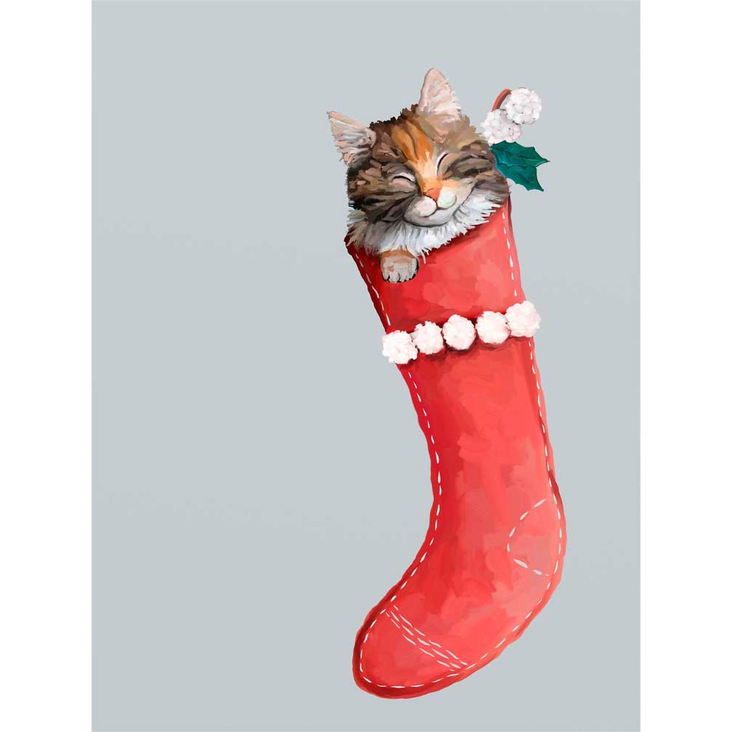 Holiday - Cat In Stocking 1 Canvas Wall Art - GreenBox Art