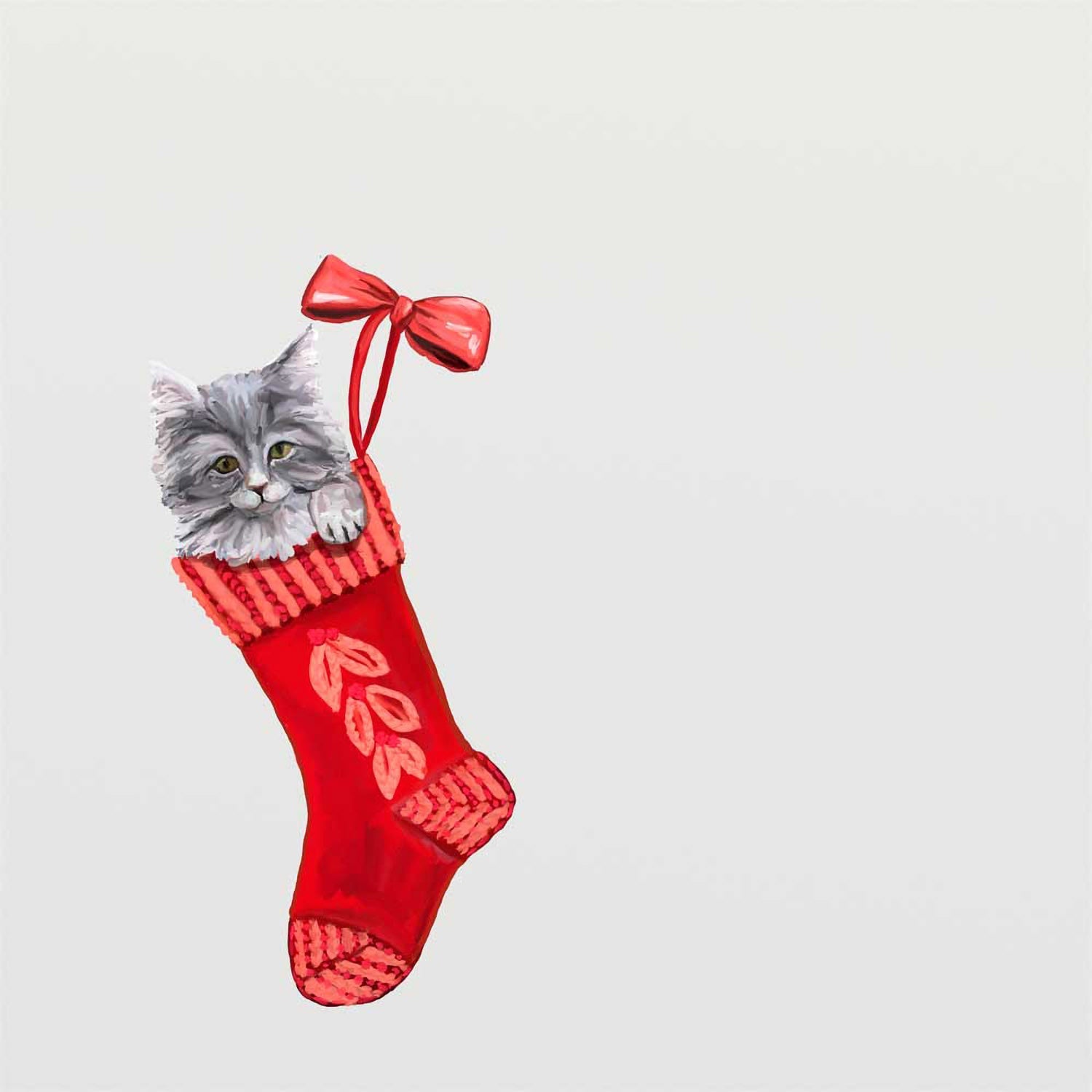 Holiday - Cat In Stocking 2 Canvas Wall Art - GreenBox Art