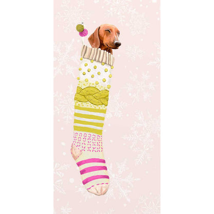 Holiday - Doxie In Stocking 2 Canvas Wall Art - GreenBox Art