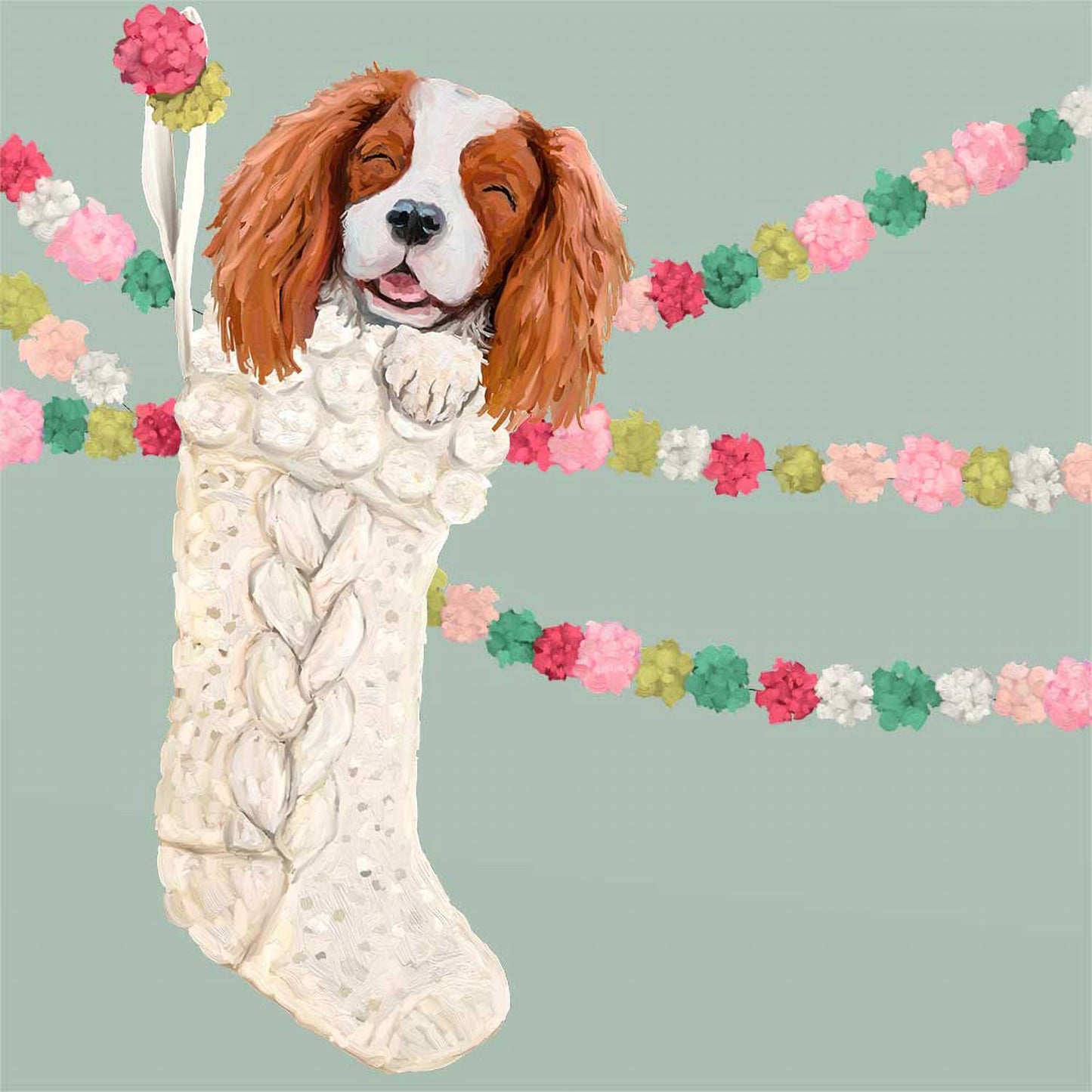 Holiday - Cavalier In Stocking Canvas Wall Art - GreenBox Art