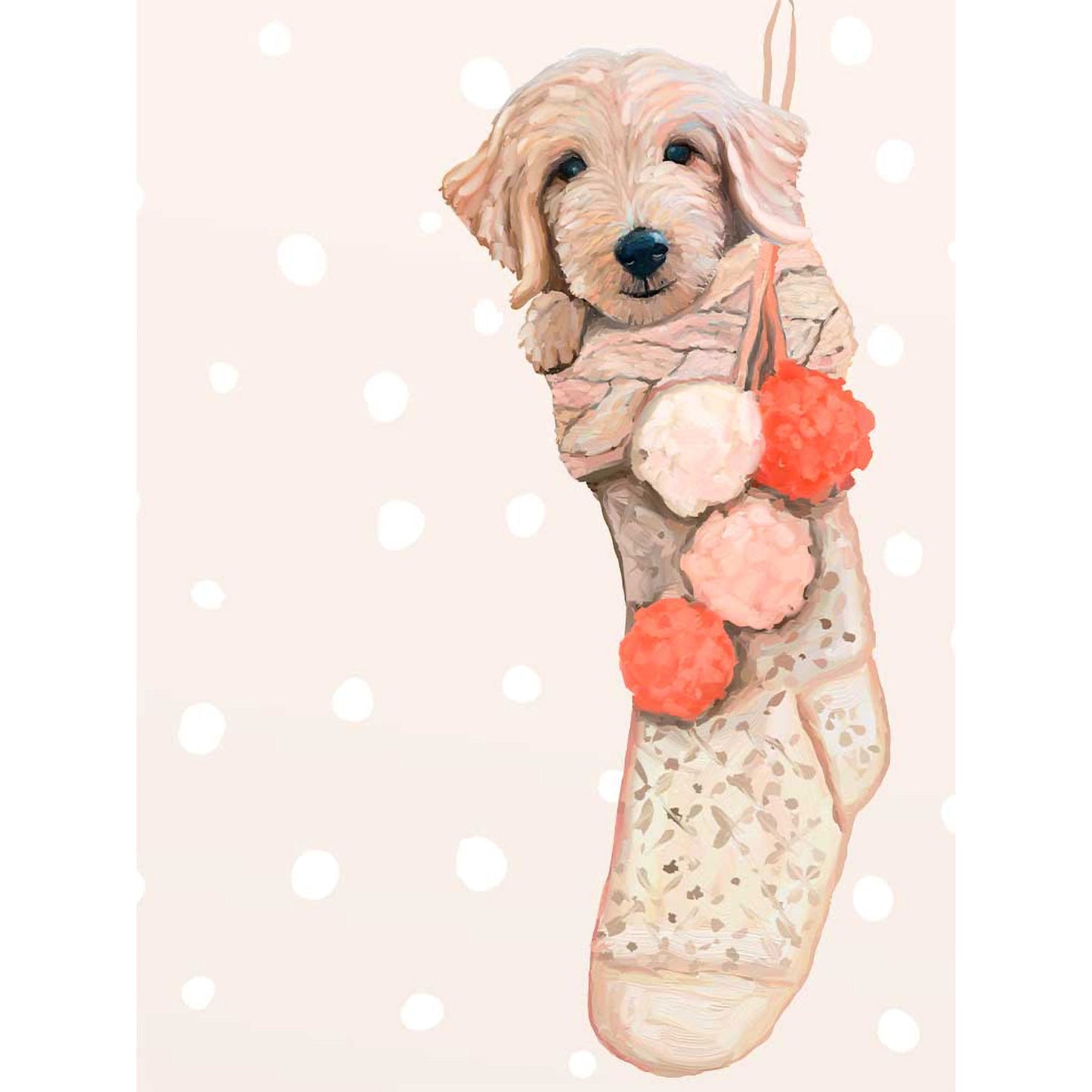 Holiday - Golden Doodle Pup In Stocking Canvas Wall Art - GreenBox Art