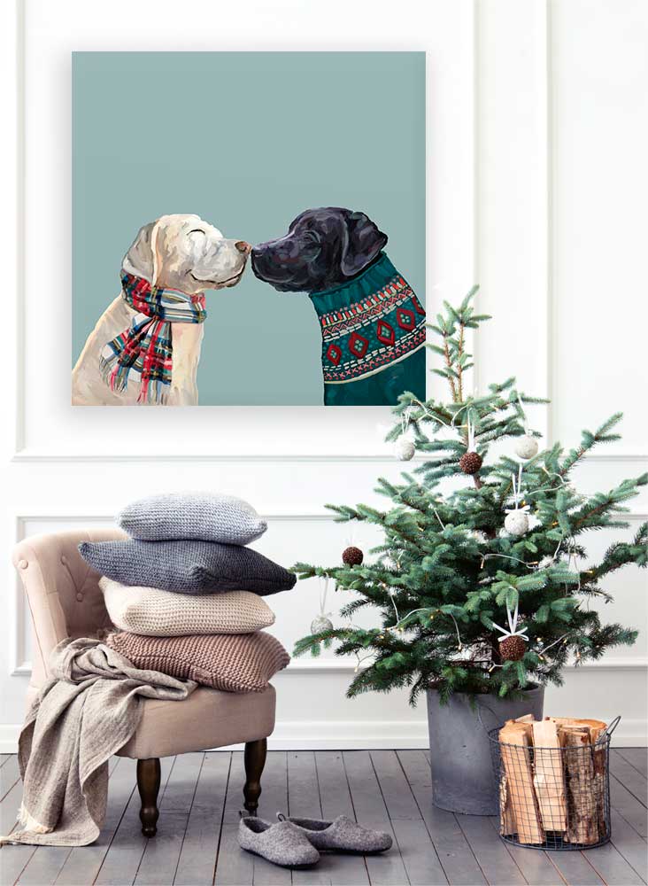 Holiday - Kissing Pups Canvas Wall Art - GreenBox Art