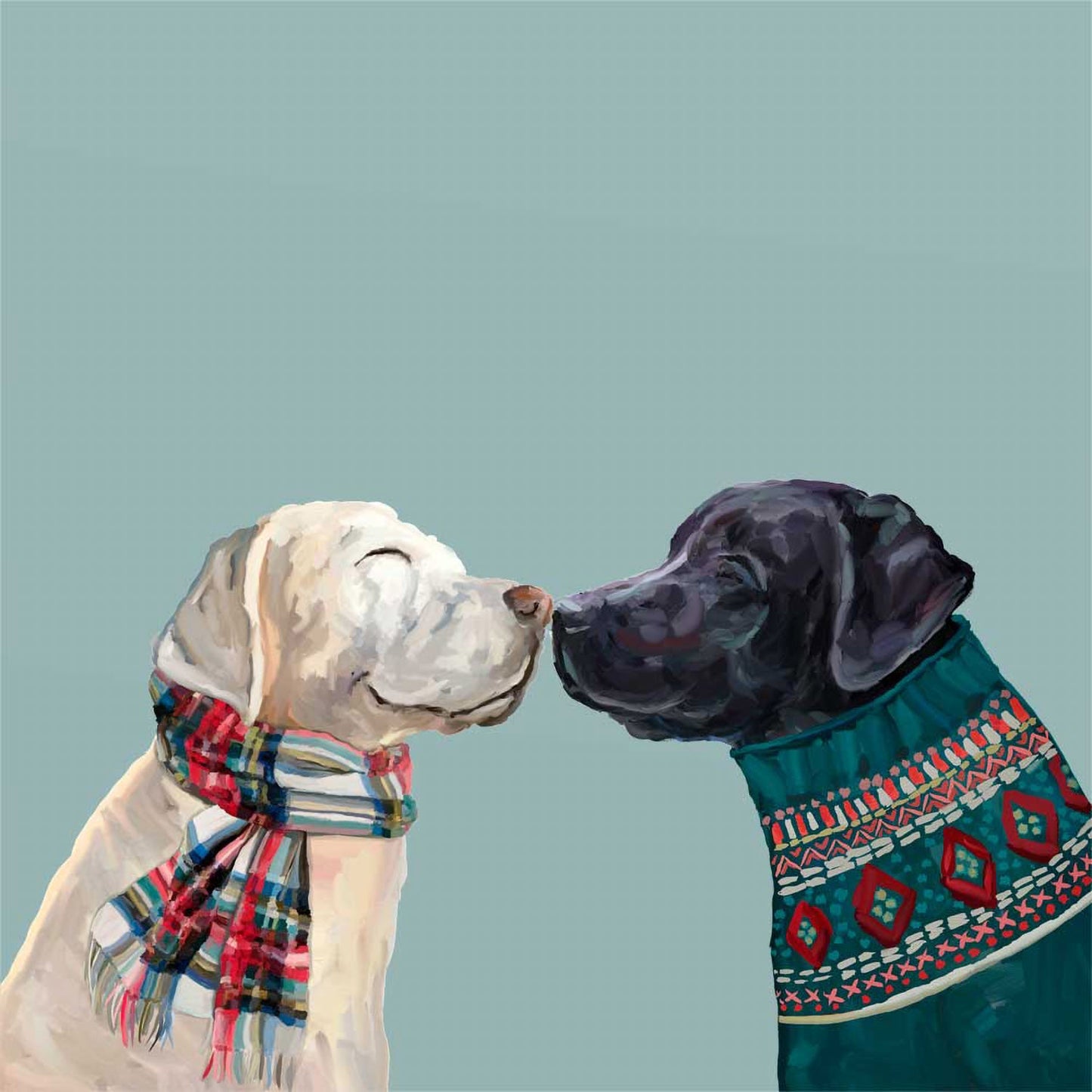 Holiday - Kissing Pups Canvas Wall Art - GreenBox Art