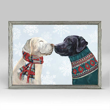 Holiday - Kissing Pups Embellished Mini Framed Canvas
