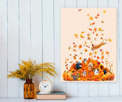 Fall - Leaf Pile Pals Canvas Wall Art