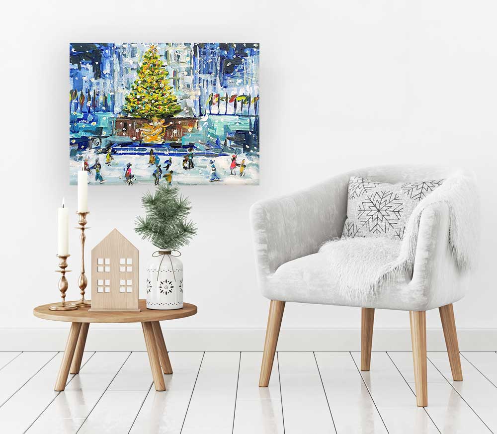 Christmas In New York Canvas Wall Art - GreenBox Art