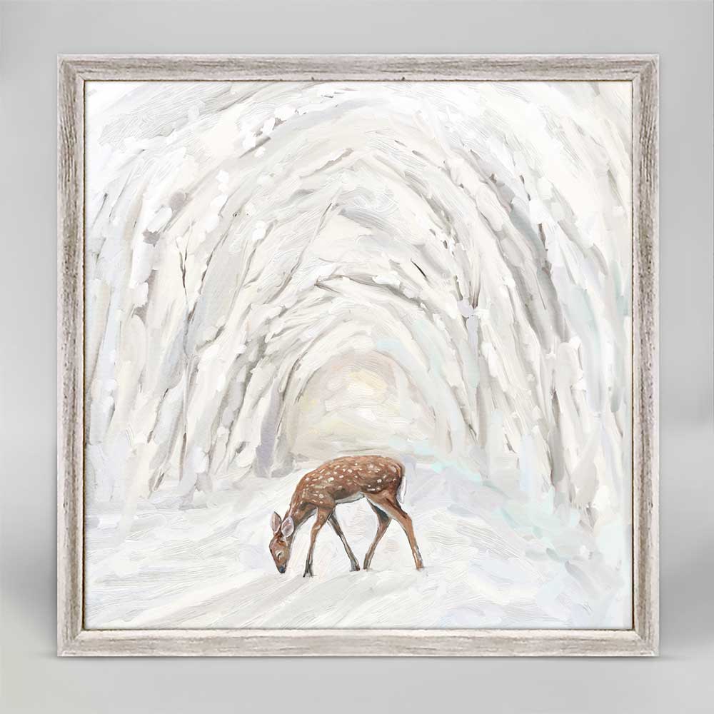Winter Morning Deer Mini Framed Canvas