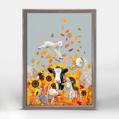 Fall - Leaf Pile On The Farm Mini Framed Canvas