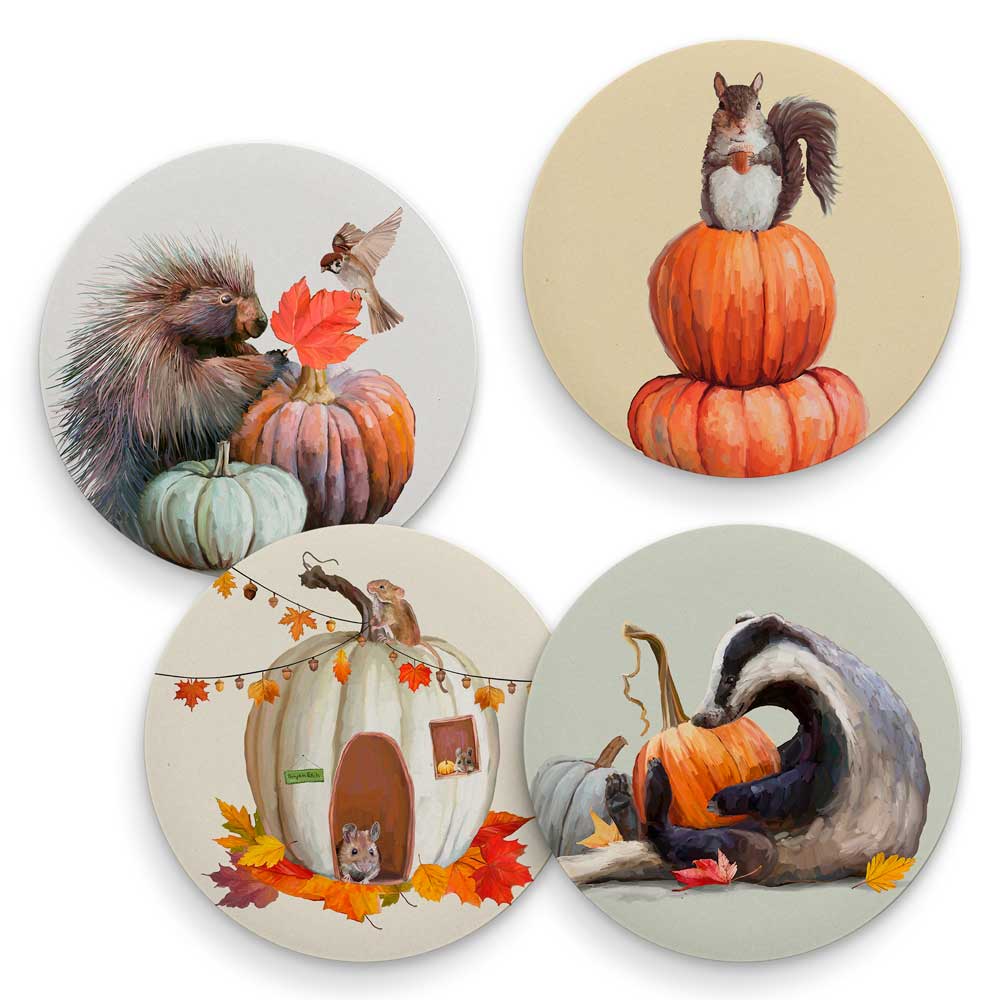Pumpkin Pals - Set of 4 Coaster Set