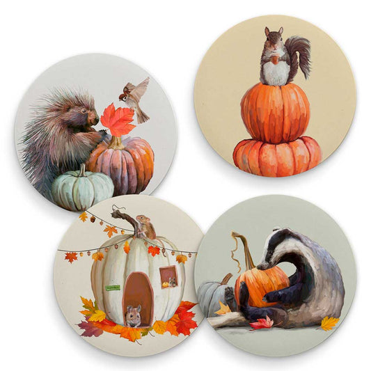 Pumpkin Pals - Set of 4 Coaster Set - GreenBox Art