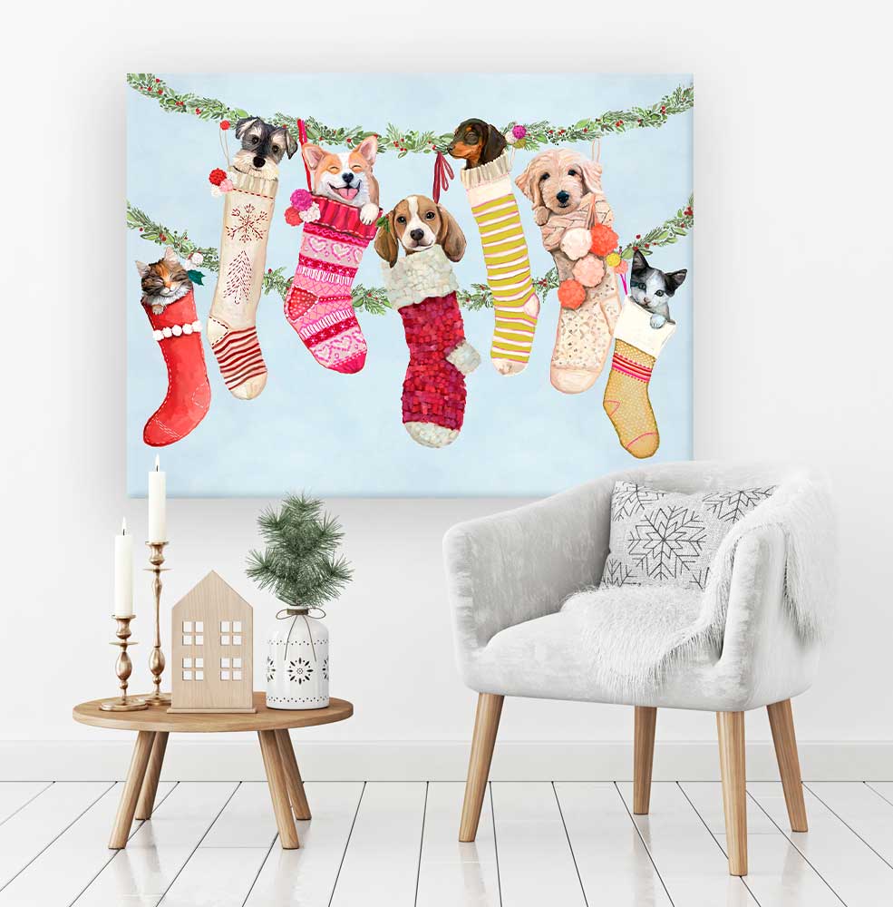 Holiday - Sweet Stockings 2 Canvas Wall Art - GreenBox Art