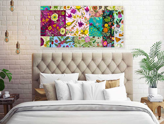 Wildflowers Patchwork Canvas Wall Art - GreenBox Art