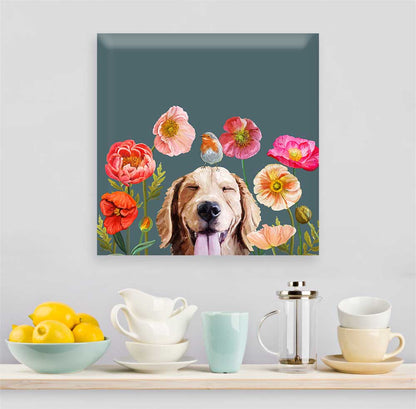 Dogs And Birds - Golden Retriever Canvas Wall Art - GreenBox Art