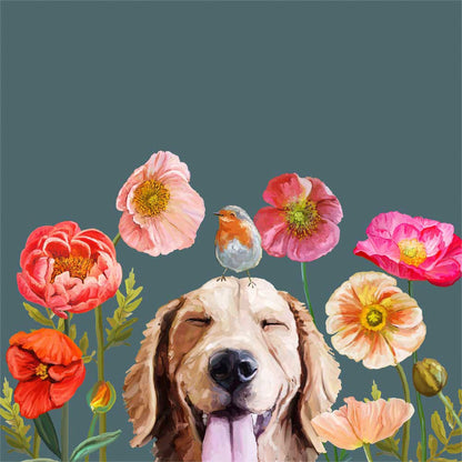 Dogs And Birds - Golden Retriever Canvas Wall Art - GreenBox Art