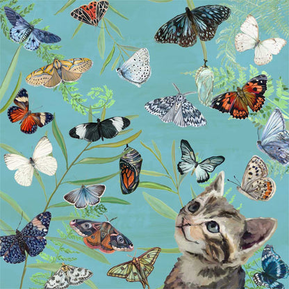 Butterfly Kitten Friend Canvas Wall Art - GreenBox Art