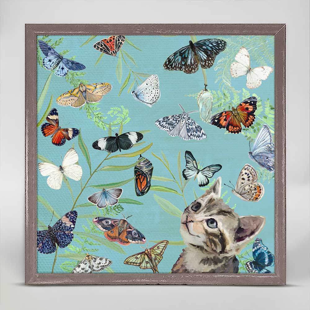 Butterfly Kitten Friend Mini Framed Canvas - GreenBox Art