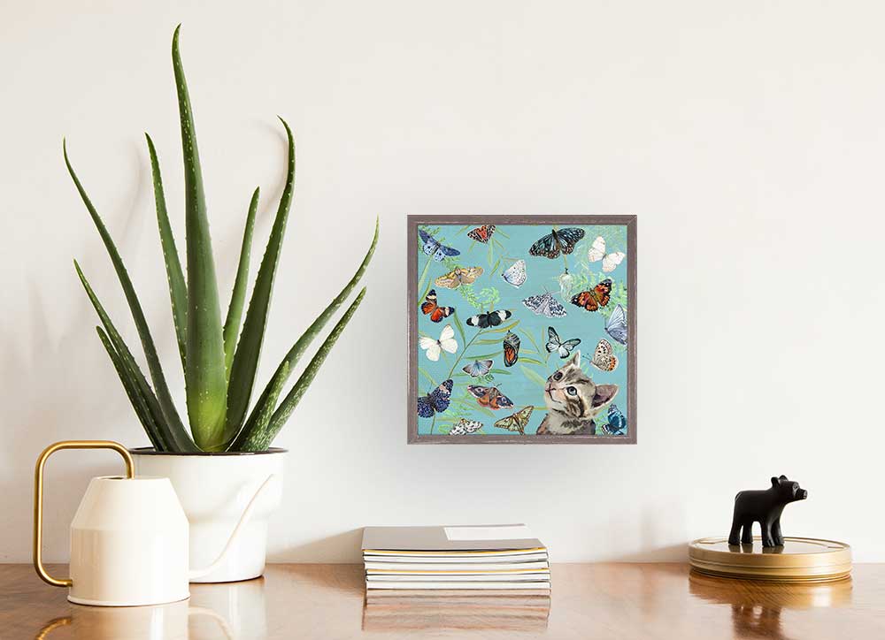 Butterfly Kitten Friend Mini Framed Canvas - GreenBox Art