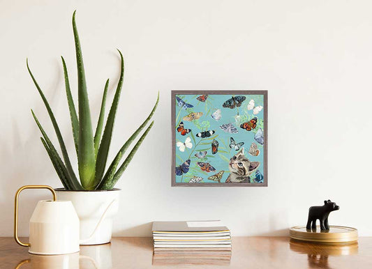 Butterfly Kitten Friend Mini Framed Canvas - GreenBox Art