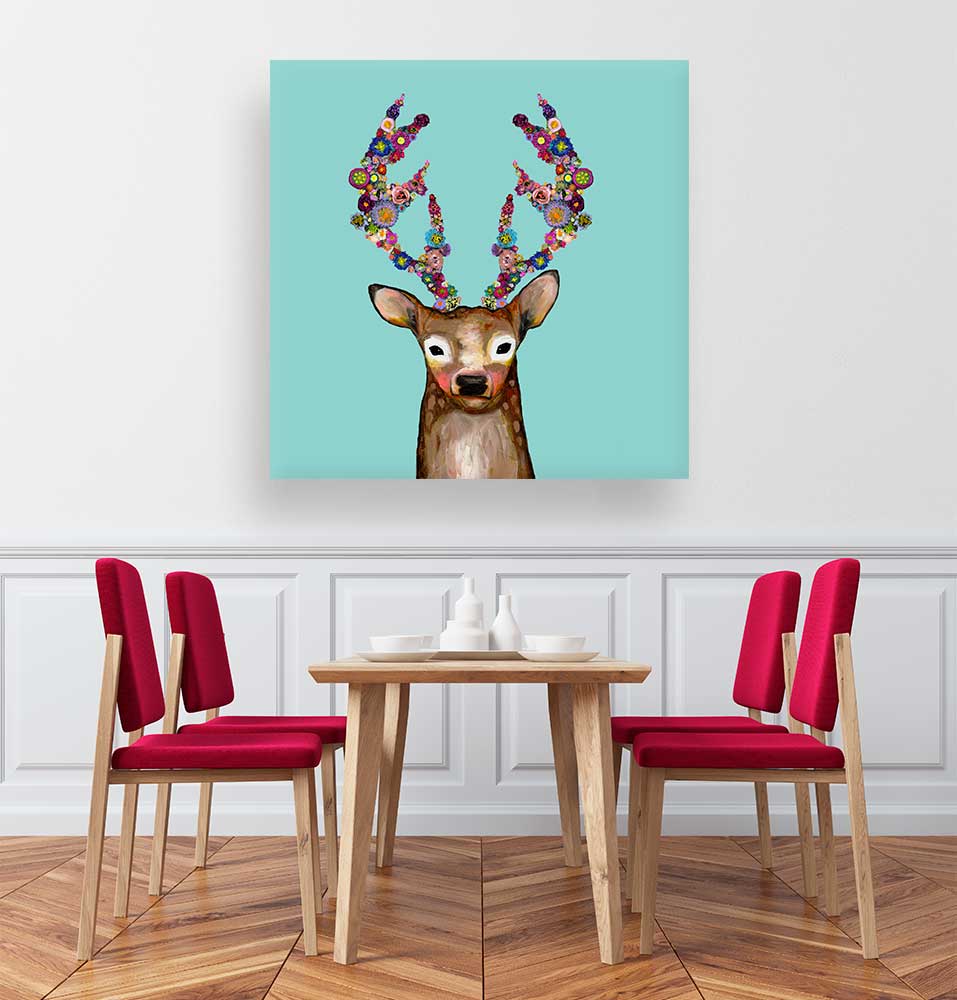 Blooming Buck Canvas Wall Art - GreenBox Art