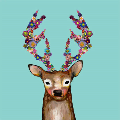 Blooming Buck Canvas Wall Art - GreenBox Art