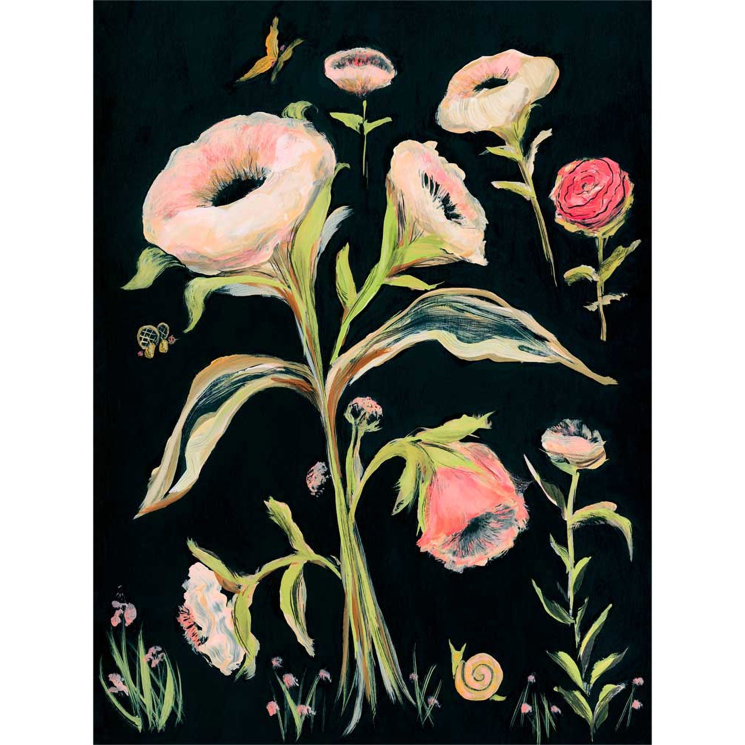 Dark Floral Canvas Wall Art - GreenBox Art